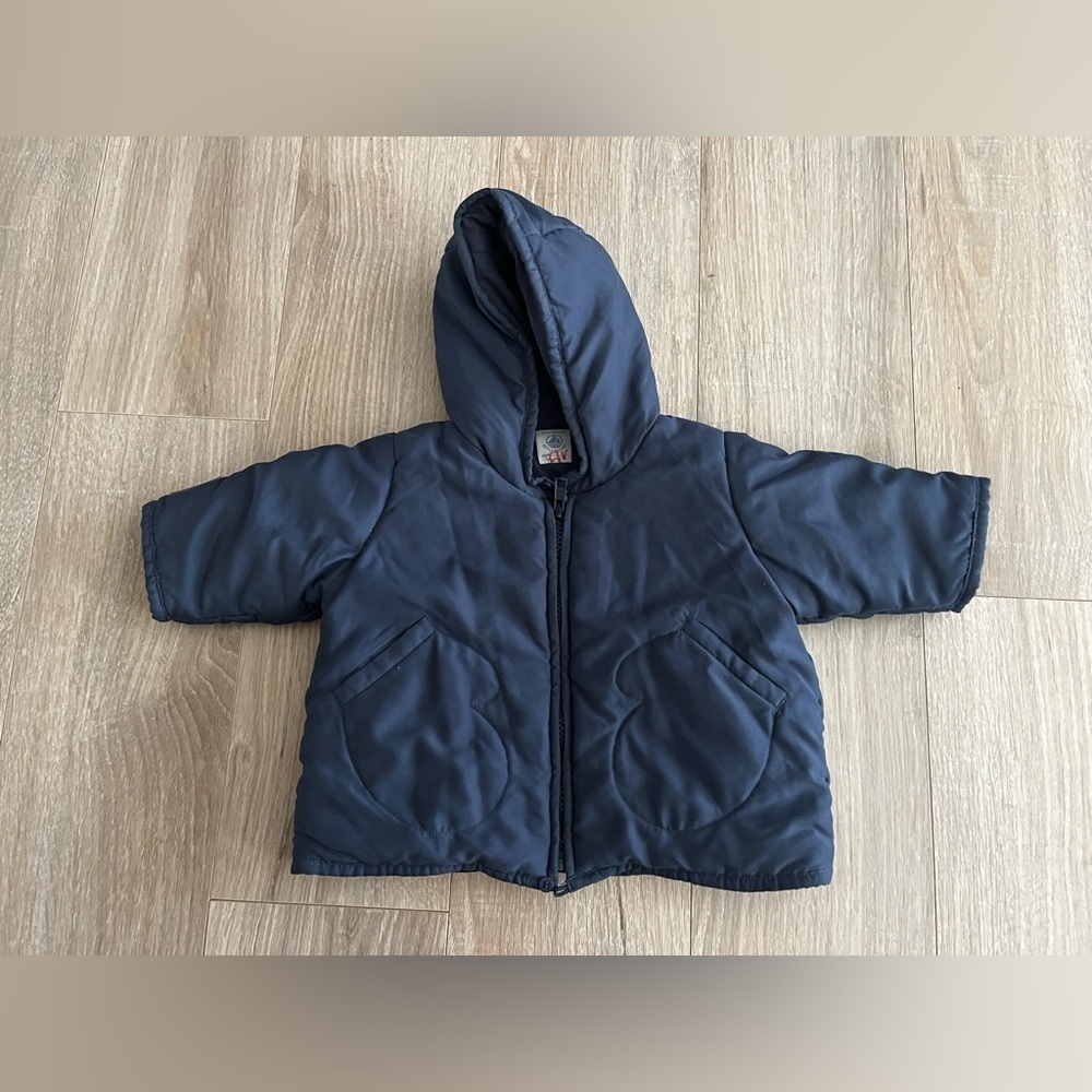 Petit Bateau Baby Jacket Navy Mitten Pockets - Size 0-3 months